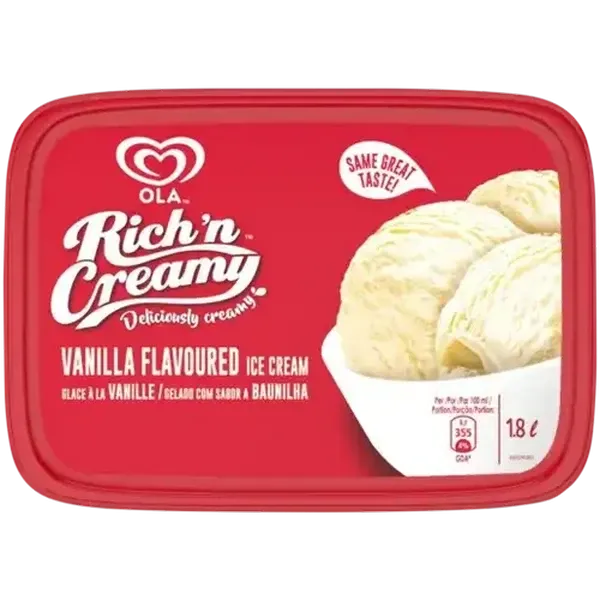Ola Rich 'n Creamy Vanilla Flavoured Ice Cream 1.8L