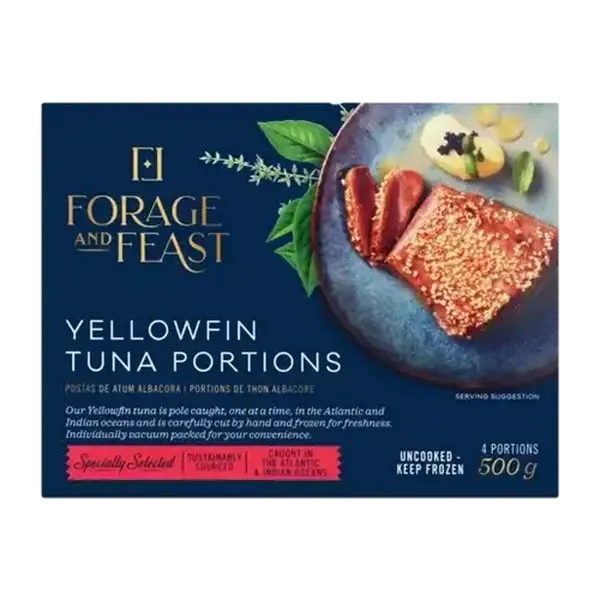 Forage And Feast Frozen Yellowfin Tuna Portions 500g