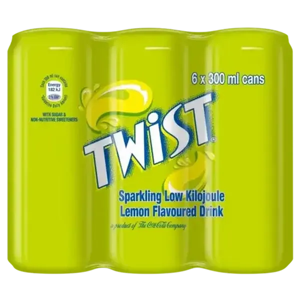 Twist Lemon Flavoured Soft Drink Cans 6 x 300ml