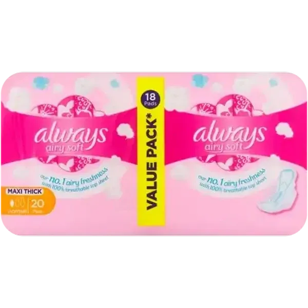 Always Airy Soft Normal Maxi Thick Sanitary Pads 20 Pack