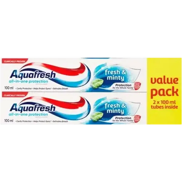 Aquafresh Fresh & Minty Toothpaste 2 x 100ml