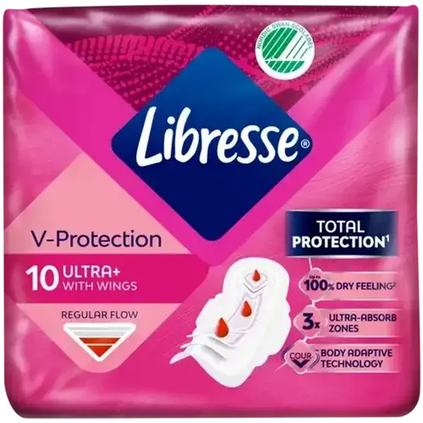 Libresse Regular Flow Ultra+ Sanitary Pads with Wings 10 Pack