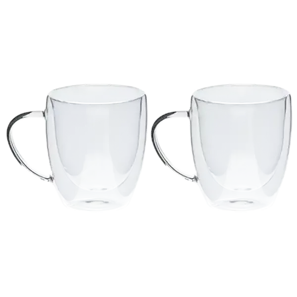 Home Discovery Cafecito Glass Double Wall Latte Mugs 340ml 2-Pack