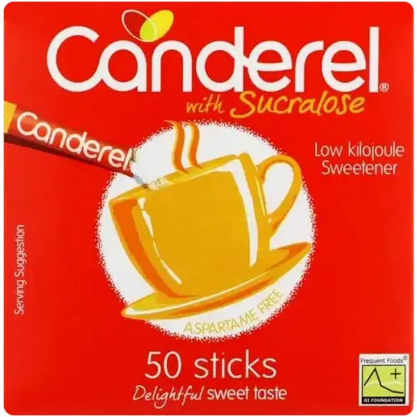 Canderel Sucralose Low Kilojoule Sweetener Sticks 50 Pack