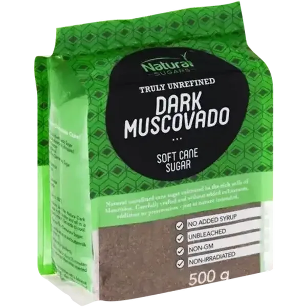 Natural Sugars Dark Muscovado Soft Cane Sugar 500g Bag
