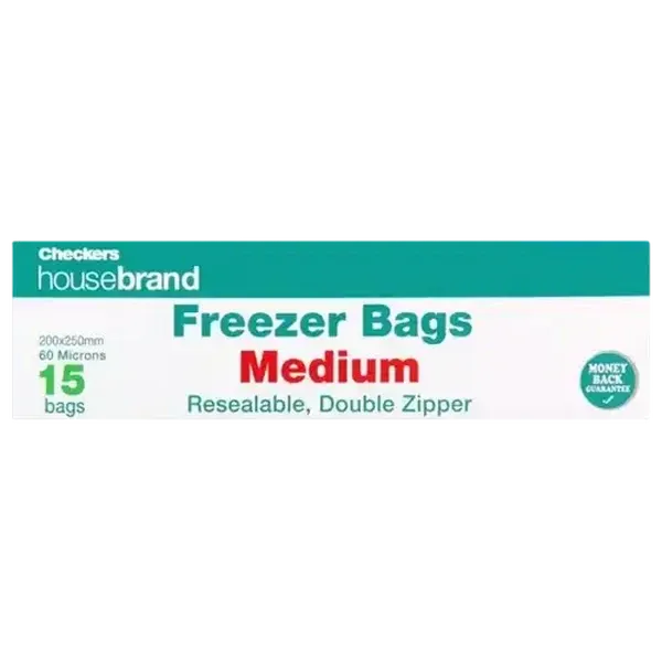 Checkers Housebrand Medium Freezer Bags 15 Pack