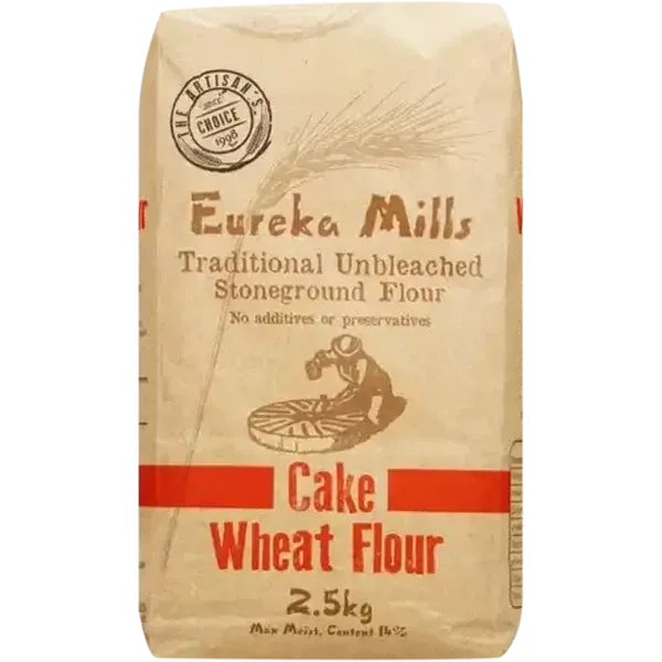 Eureka Mills Traditional Unbleached Stoneground Cake Wheat Flour Bag 2.5kg