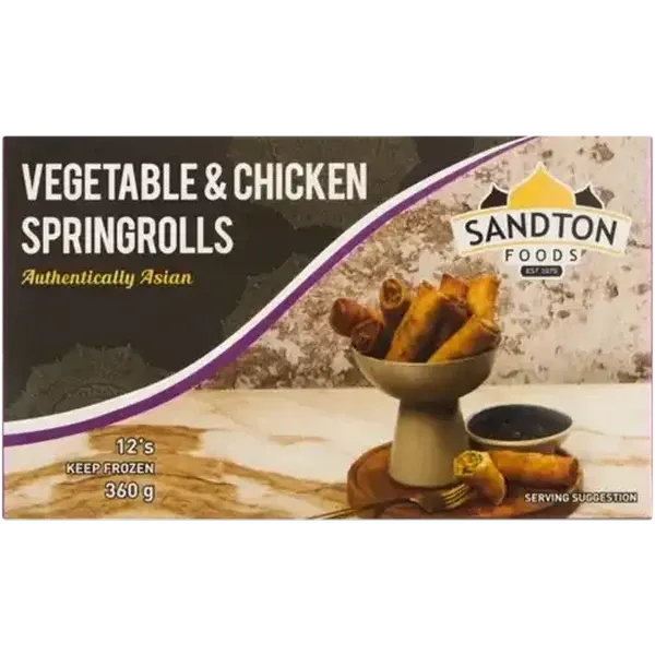 Sandton Foods Frozen Vegetable & Chicken Springrolls 12 Pack