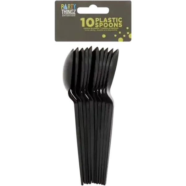 Party Thingz Black Plastic Spoons 10-Pack