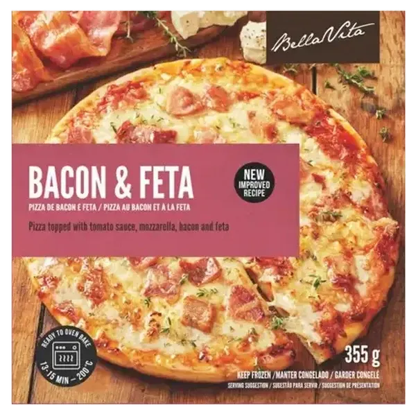 Bella Vita Frozen Bacon & Feta Pizza 355g