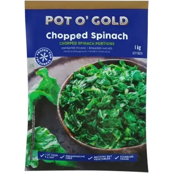 Pot O' Gold Frozen Chopped Spinach 1kg