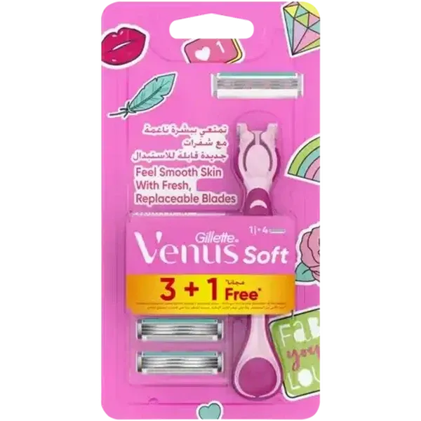 Gillette Venus Soft Pink Razor with Replaceable Blades 5 Piece
