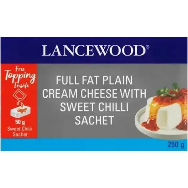 LANCEWOOD Plain with Sweet Chilli Sachet Full Fat Cream Cheese 250g