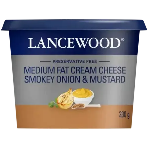 LANCEWOOD Smokey Onion & Mustard Medium Fat Cream Cheese 230g