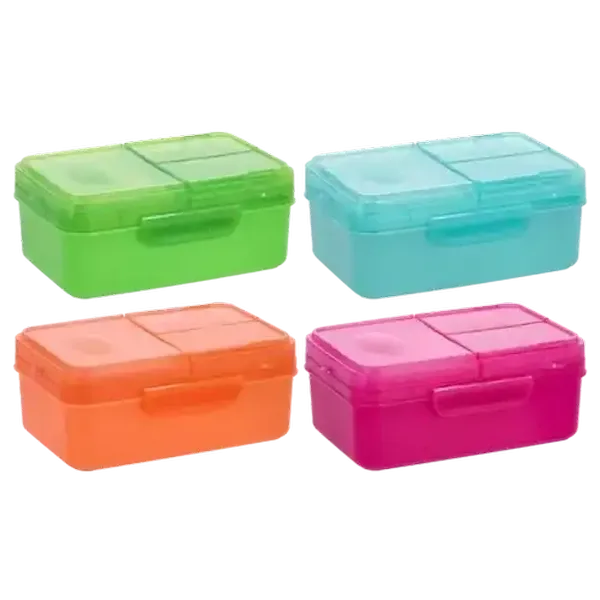 Rectangular Compartment Lunchbox with Bottle (Colour May Vary)