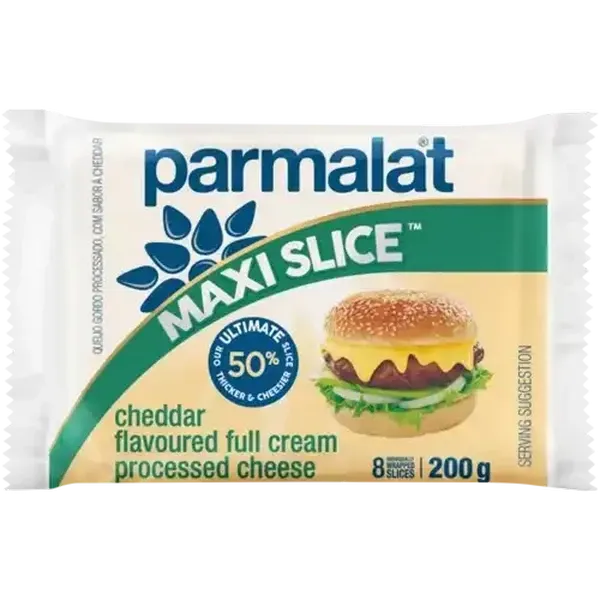 Parmalat Maxi Slice Cheddar Flavoured Full Cream Processed Cheese Slices 200g
