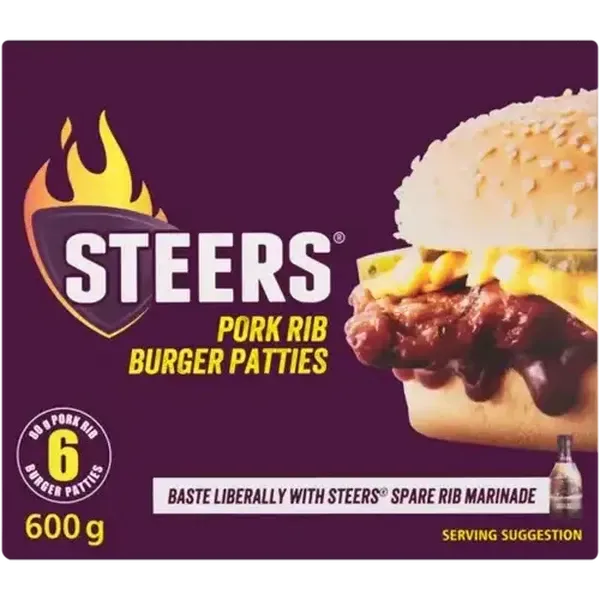 Steers Frozen Pork Rib Burger Patties 600g