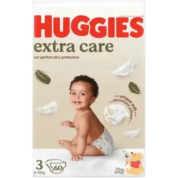 Huggies Extra Care Size 3 Diapers 60 Pack (6-10kg)