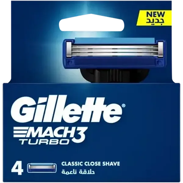 Gillette MACH3 Turbo Razor Blade Refills 4 Pack