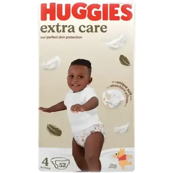 Huggies Extra Care Size 4 Diapers 52 Pack (8-14kg)