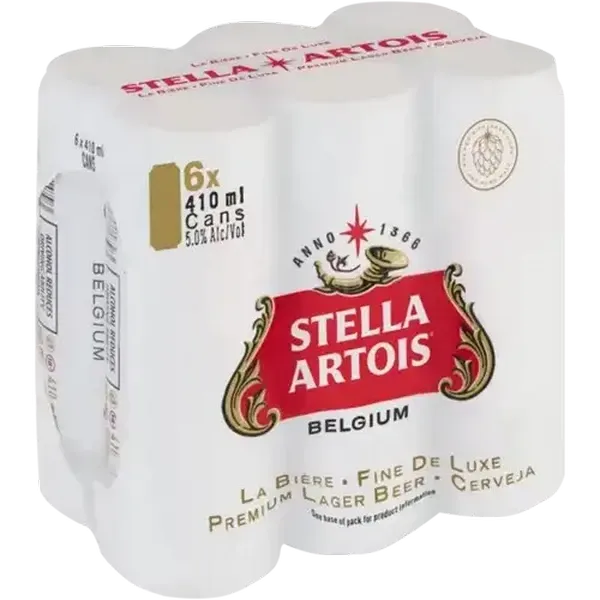 Stella Artois Pure Malt Lager Beer Cans 6 x 410ml