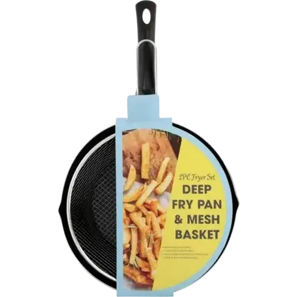 Deep Fry Pan & Mesh Basket Set 2-Piece (Colour May Vary)