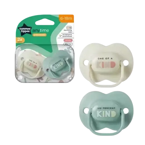 Tommee Tippee Anytime Soothers 6-18 Months 2-Pack (Print May Vary)