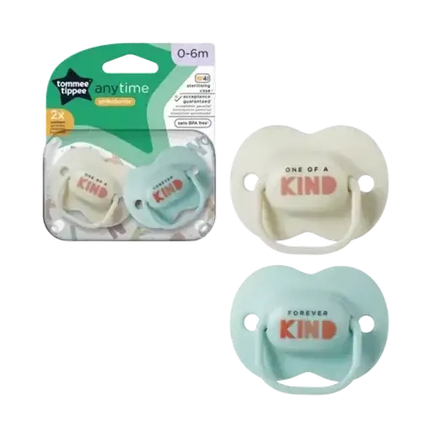 Tommee Tippee Anytime Soothers 0-6 Months 2-Pack (Design May Vary)