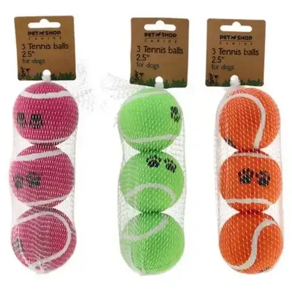 Petshop Tennis Balls Dog Toy 3-Pack (Colour May Vary)