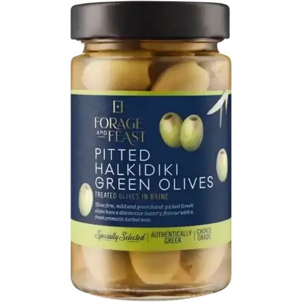 Forage And Feast Pitted Halkidiki Green Olives 295g