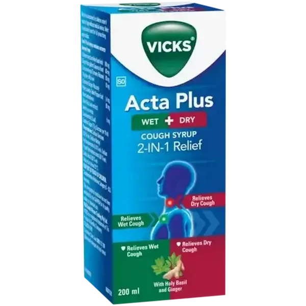 Vicks Acta Plus Wet & Dry Cough Syrup 200ml