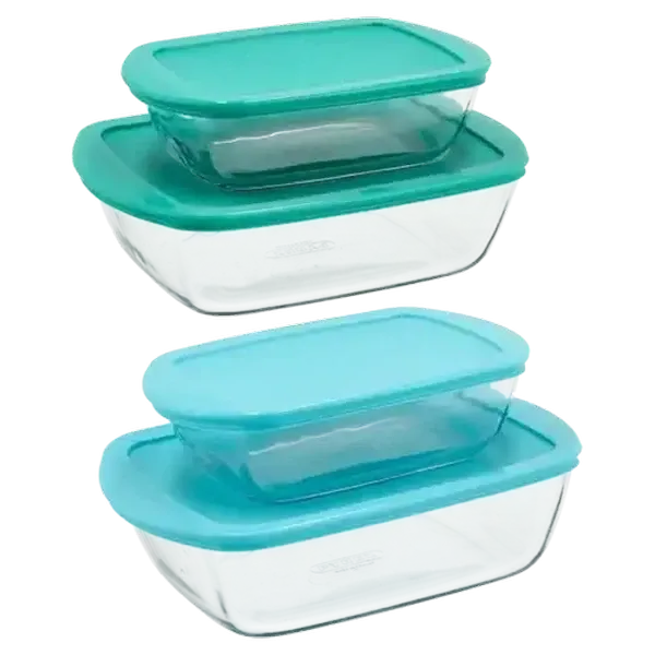 Pyrex Glass Cook & Store Container Set 2-Piece (Colour May Vary)