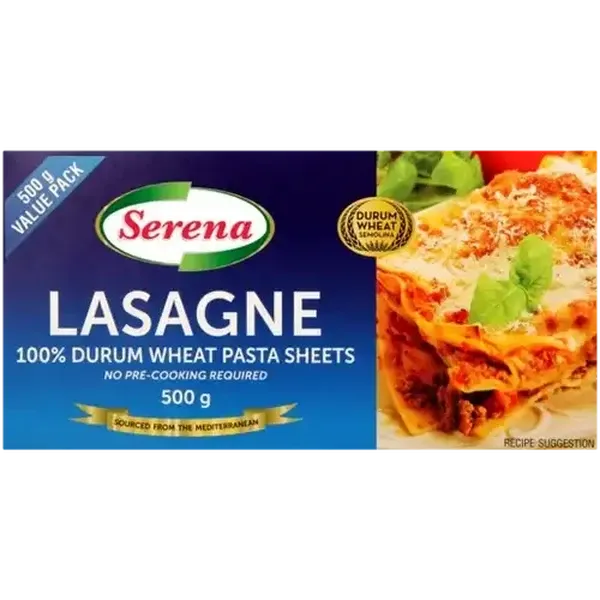 Serena Durum Wheat Lasagne Pasta Sheets 500g