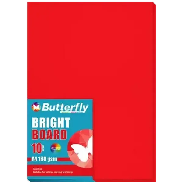 Butterfly A4 Bright Red Boards 10-Pack
