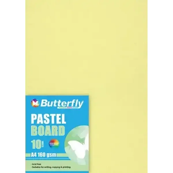 Butterfly A4 Pastel Yellow Boards 10-Pack