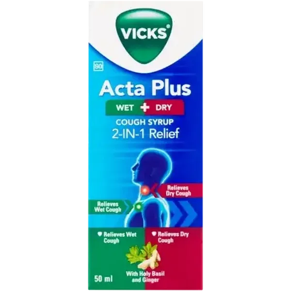 Vicks Acta Plus 2-In-1 Relief Cough Syrup 50ml