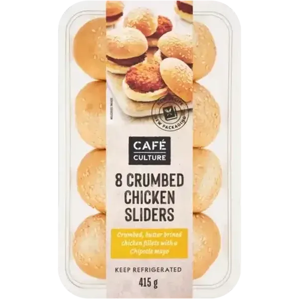 Café Culture Crumbed Chicken Sliders 8 Pack