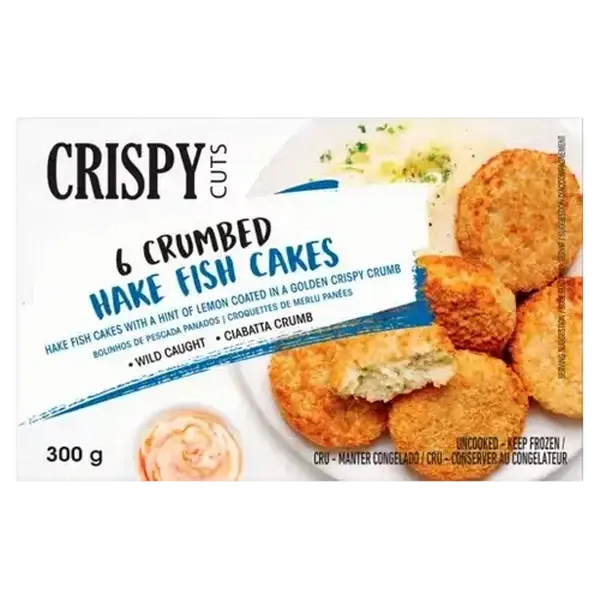 Crispy Cuts Frozen Crumbed Hake Fish Cakes 300g