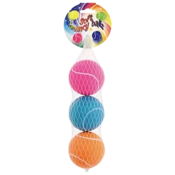 Soft Bouncy Tennis Balls 3-Pack (Colour May Vary)