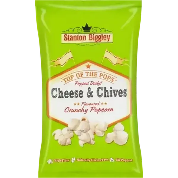 Stanton Biggley Cheese & Chives Flavoured Crunchy Popcorn 90g