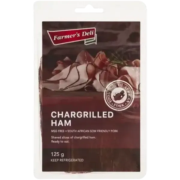 Farmer's Deli Shaved Chargrilled Ham Slices 125g