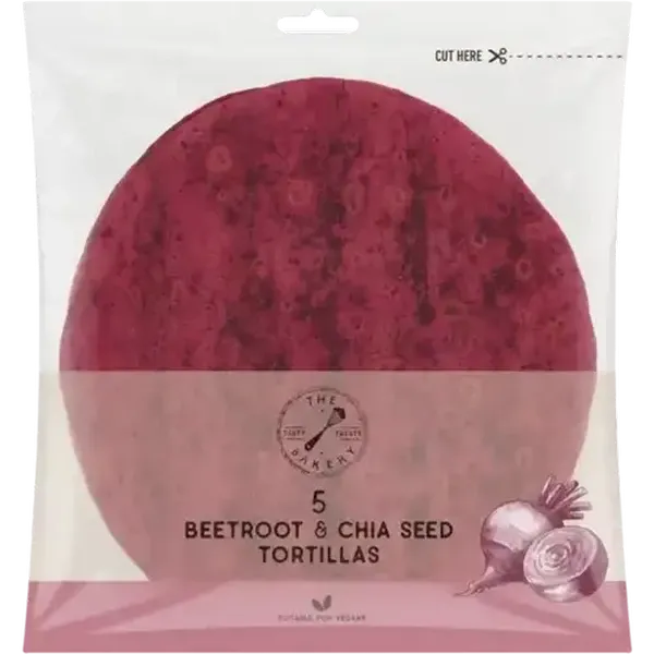 The Bakery Beetroot & Chia Seed Tortillas 5 x 50g
