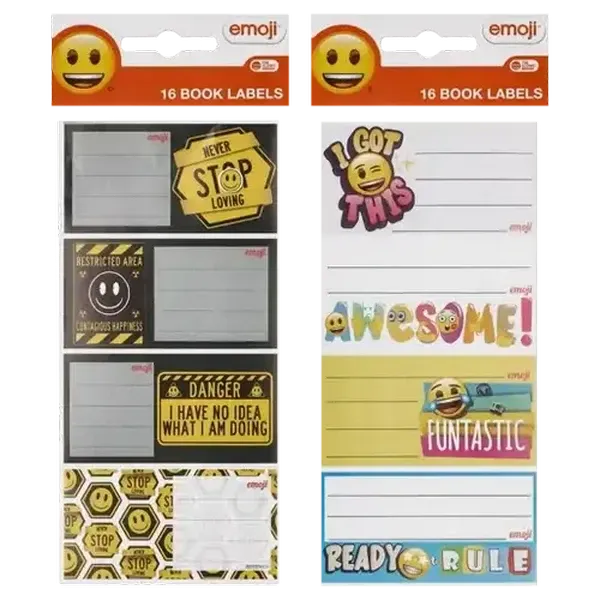 Emoji Book Labels 16-Pack (Design May Vary)