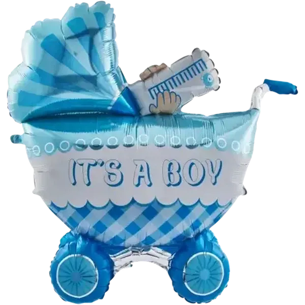 Grabo Balloons Blue It's a Boy Baby Pram Foil Balloon 107cm