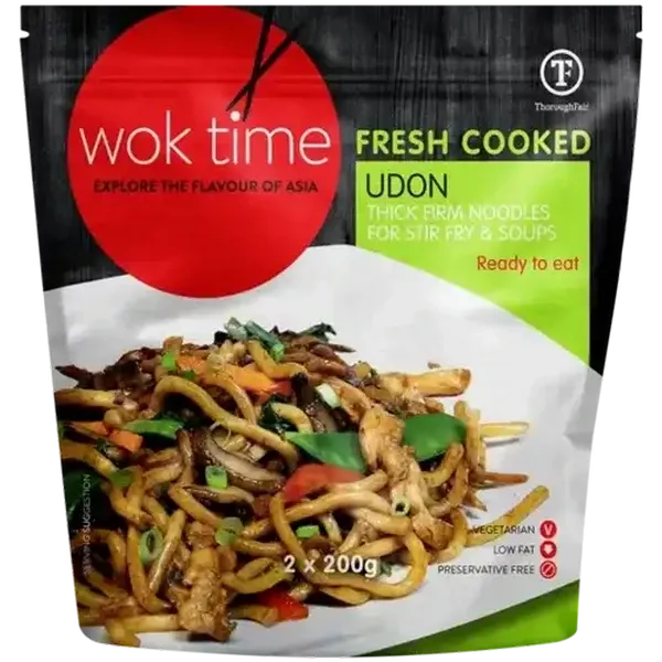 Wok Time Fresh Cooked Udon Noodles 2 x 200g