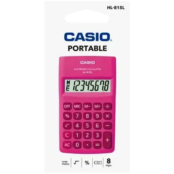 Casio Pink HL-815L 8-Digit Portable Electronic Calculator