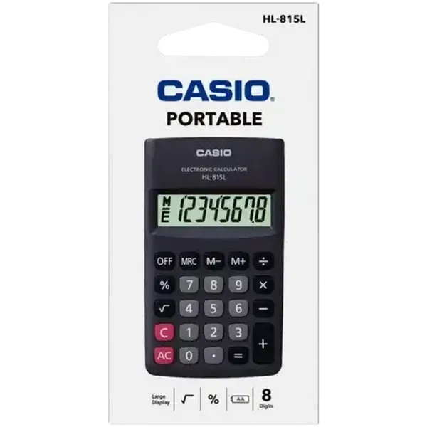 Casio Black Black HL-815L Portable Electronic Calculator 118mm x 69.5mm x 18mm