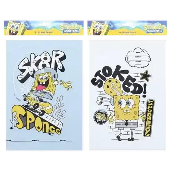 Creative Stationery Spongebob Squarepants A4 Book Jackets 5-Pack (Design May Vary)