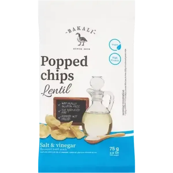 Bakali Salt & Vinegar Flavoured Lentil Popped Chips 85g