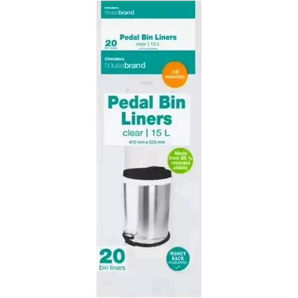 Checkers Housebrand Clear Pedal Bin Liners 15L 20 Pack